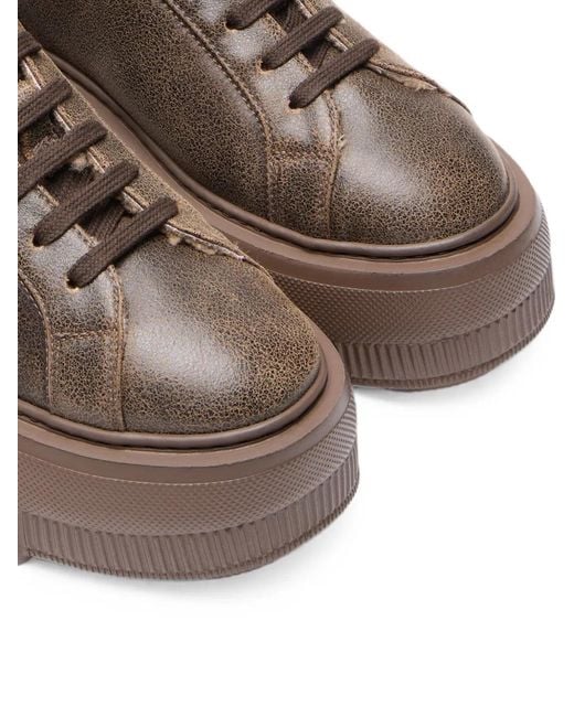 Casadei Brown Nexus Crack-Effect Sneakers