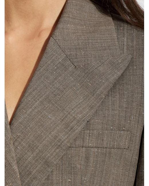 Rohe Gray Double-Breasted Slub-Texture Blazer