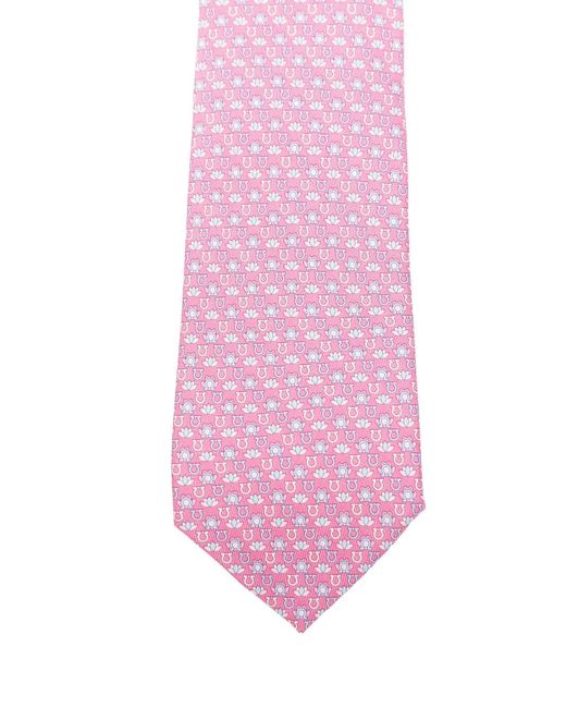 Ferragamo Pink Patterned Tie for men