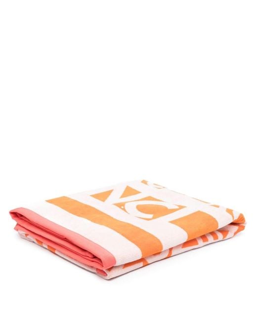 Moncler Pink Logo-print Cotton Beach Towel