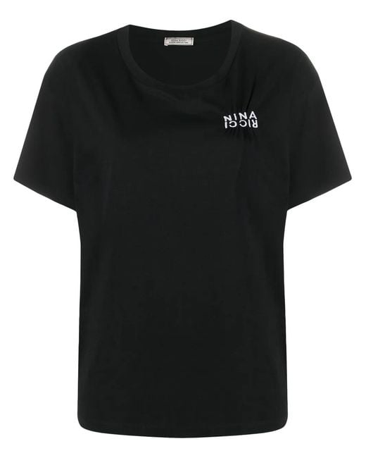 Nina Ricci Black Embroidered-Logo T-Shirt