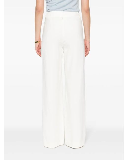 Lorena Antoniazzi White Crepe Straight Trousers