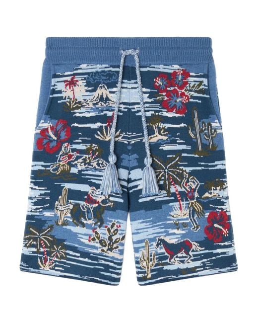 Alanui Blue Tex-Hawaii Roundtrip Shorts for men