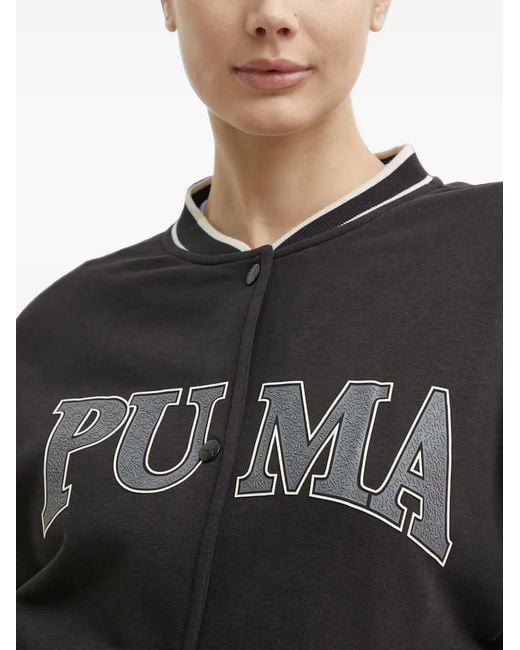 PUMA Black Logo-Print Press-Stud Jacket