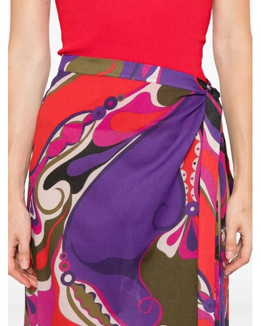 Abstract-print maxi skirt Emilio Pucci de color Red