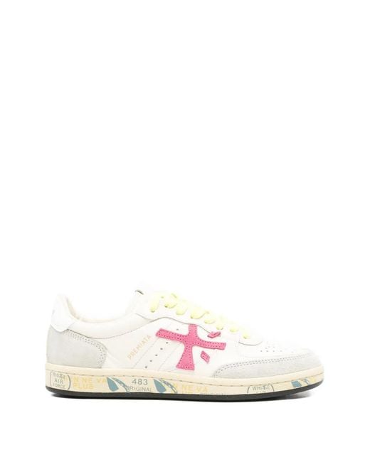 Premiata White Appliqué Bsktclad Sneakers