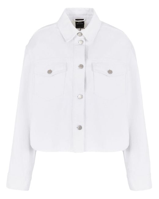 Armani Exchange Denim Button-up Jack in het White