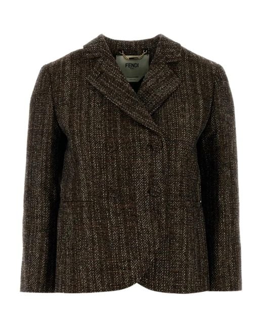 Fendi Black Tweed Double-Breasted Jacket