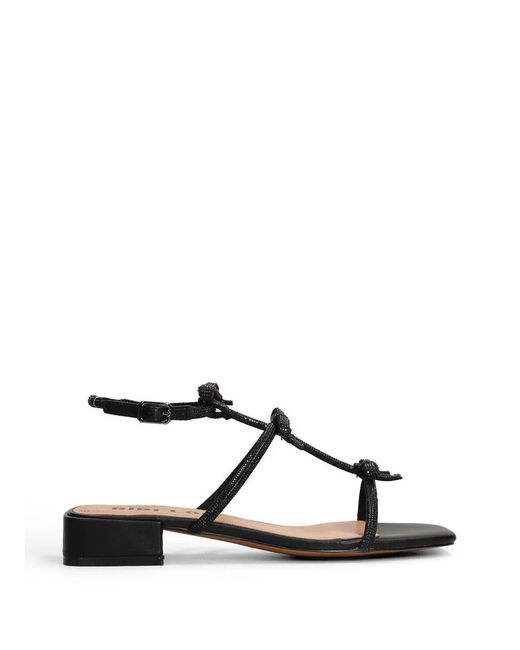 Bibi Lou Black Bow-Embellished Crystal-Encrusted Sandals