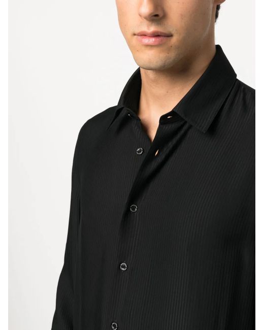 Patrizia Pepe Black Long-Sleeved Twill Shirt for men