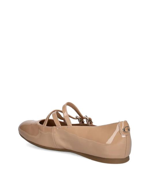 Guess Natural Straps Buckle Ballet Flat