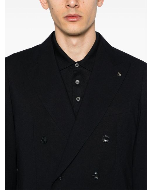 Tagliatore Black Peak-lapels Double-breasted Suit for men