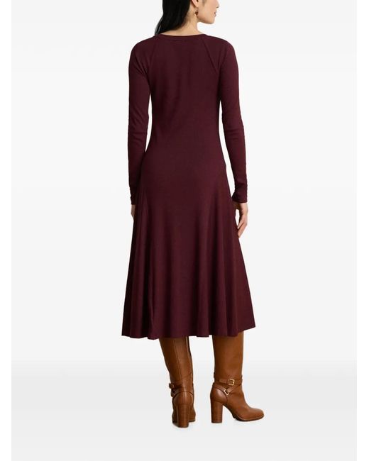 Ralph Lauren Purple Ribbed Midi Dress