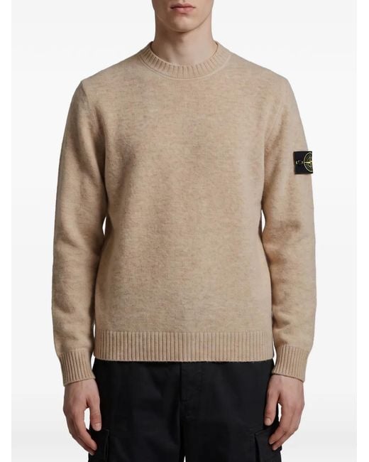 Stone Island Natural Logo-Patch Crew-Neck Sweater for men