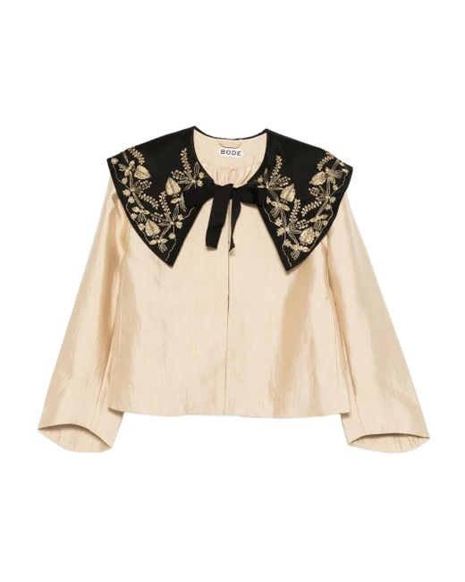 Bode Natural Embroidered-Collar Jacket