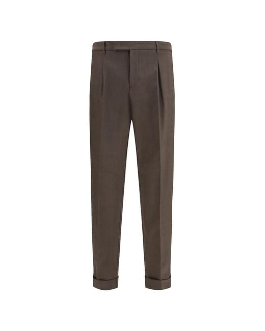Cruna Gray Pleated Tapered Trousers for men