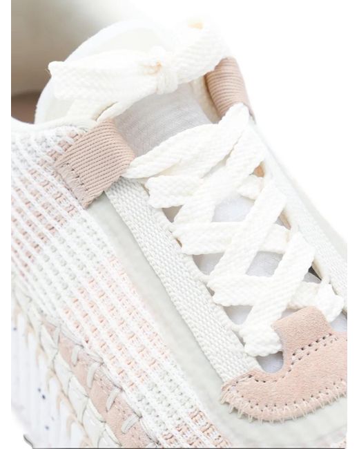 Chloé Pink Nama Low-Top Mesh Sneakers With Suede Inserts