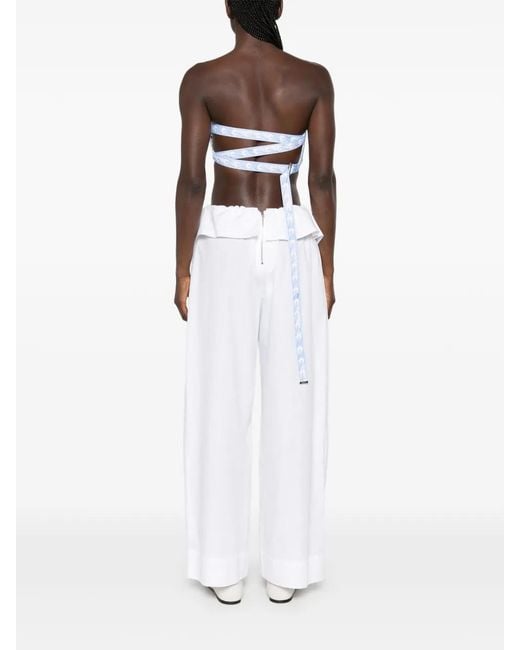 Emilio Pucci White Geometric-Pattern Bandeau Top