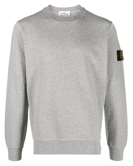 Stone Island Gray Long-Sleeve Sweatshirt With Patch Logo for men