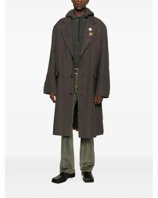 Martine Rose Black Check-Pattern Coat for men