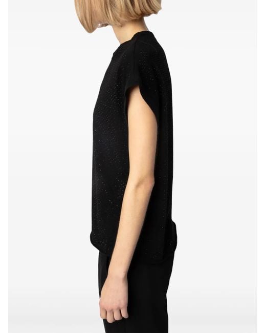 Zadig & Voltaire Black Cecilia Crystal-Embellished T-Shirt