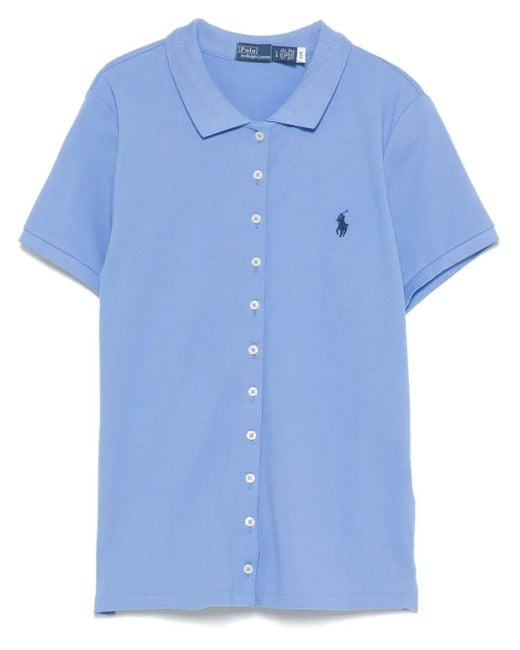 Polo Ralph Lauren Blue Buttoned-Placket Polo Shirt