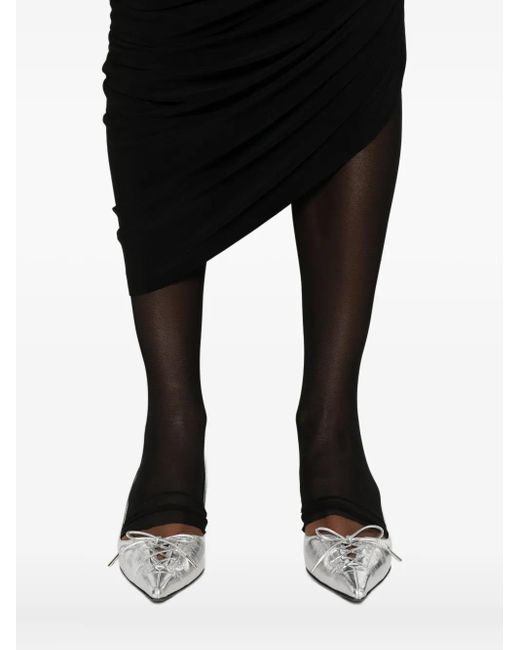 Norma Kamali Black Draped Long-Sleeves Midi Dress
