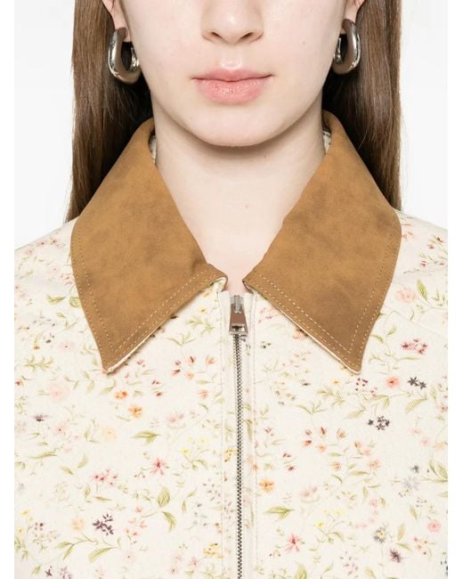 Tela Natural Floral-Print Collar Jacket