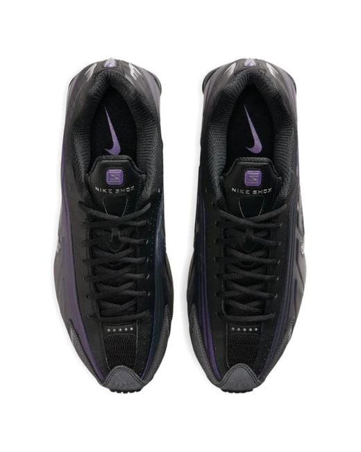 Nike Blue Shox R4 Logo Perforated Sneakers