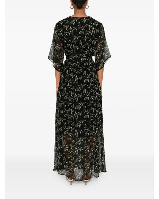 Marc O' Polo Black Floral Belted Maxi Dress