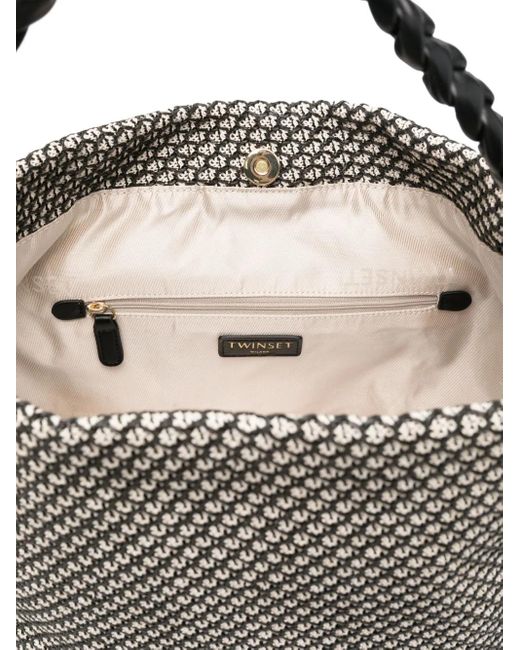 Twinset Gray Tote Bag mit Mesh-Effekt