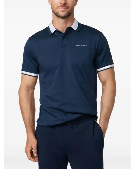 Hackett Blue Sleeve Club Tipping-Detail Polo Shirt for men
