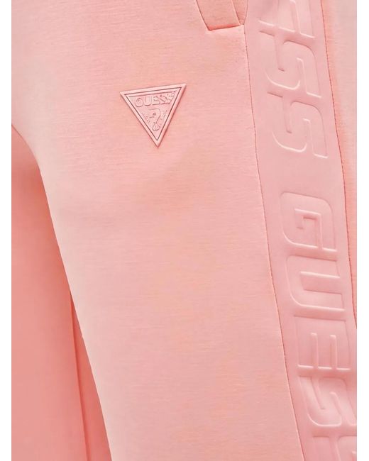 Guess Pink Logo-Embossed Drawstring Track Pants