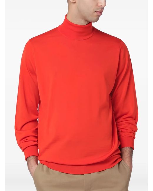 John Smedley Red Roll-Neck Richards Sweater for men