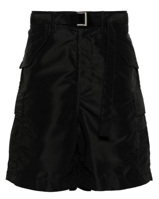 Sacai Black Belted Cargo Shorts for men