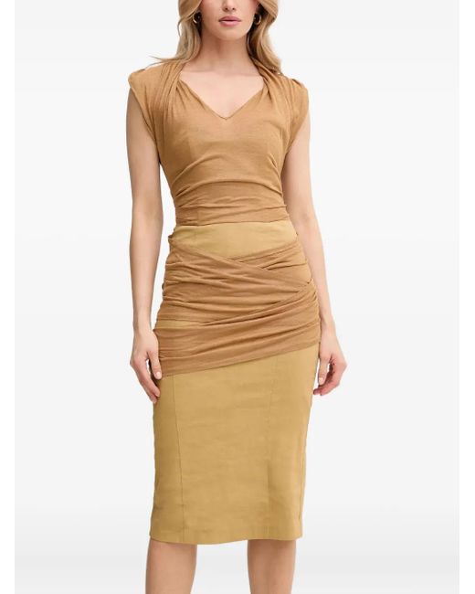Pinko Natural Draped Midi Dress