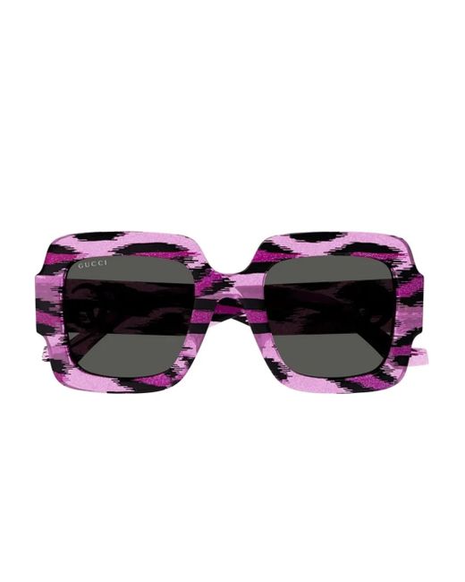 Gucci Purple Leopard-Print Sunglasses