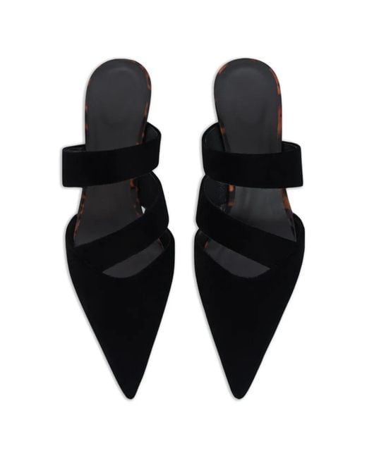 Balmain Black Velvet Tortoiseshell-Effect Mules