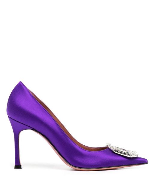 AMINA MUADDI Camelia 90mm Crystal-embellished Pumps in Purple | Lyst