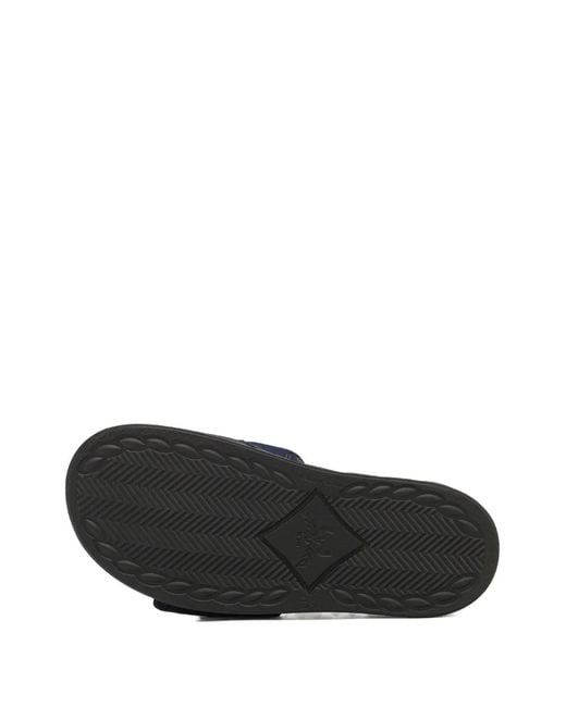 MCM Blue Monogram-Pattern Slides
