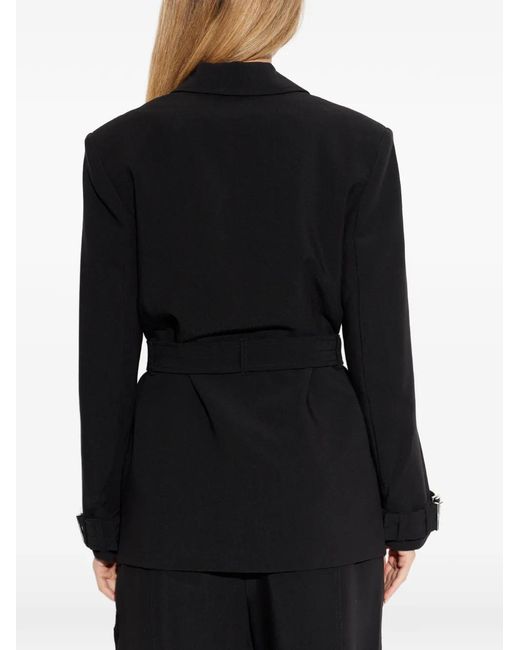 Ganni Black Notched-Lapel Belted Jacket