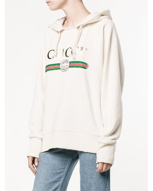 Gucci 'fake' Embroidered Hoodie | Lyst Canada