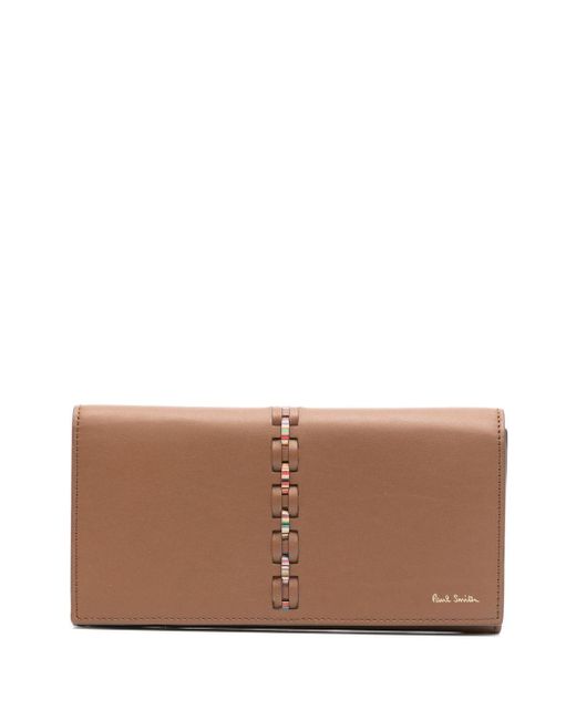 Paul Smith Brown Braid-detail Leather Flap Wallet