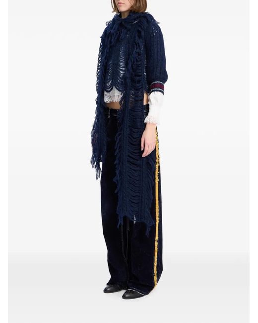 Sciarpa Con Frange di Ann Demeulemeester in Blue