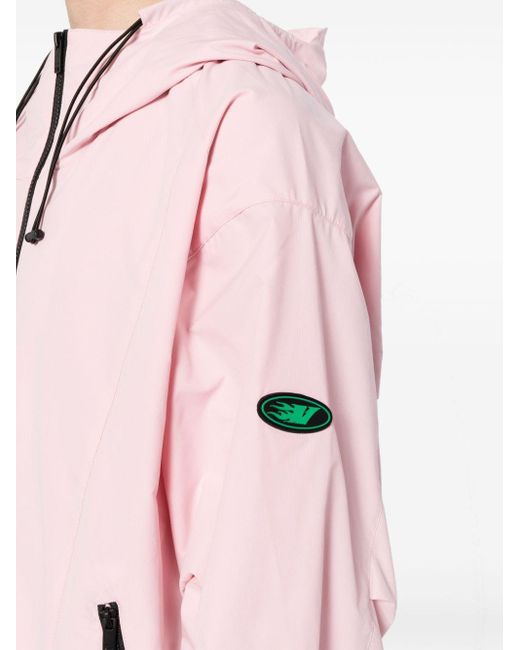 FIVE CM Pink Zip-up Hooded Windbreaker for men