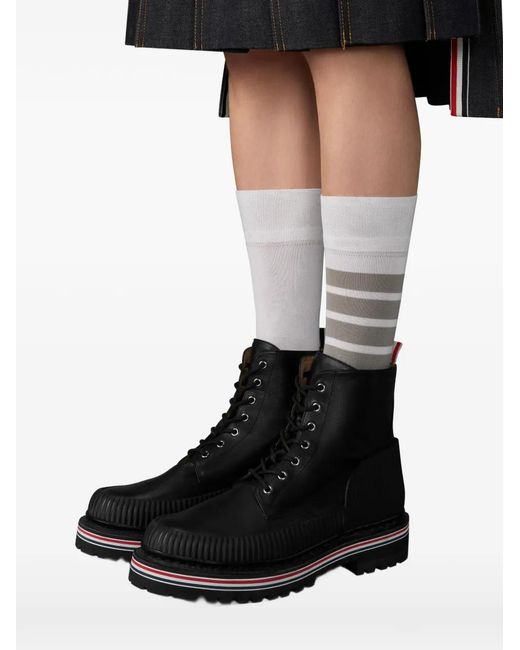 Thom Browne Black Vitello Calf Hiking Sole All Terrain Boots for men