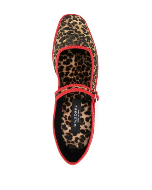 Scarosso Red Petra Velvet Ballerina Shoes