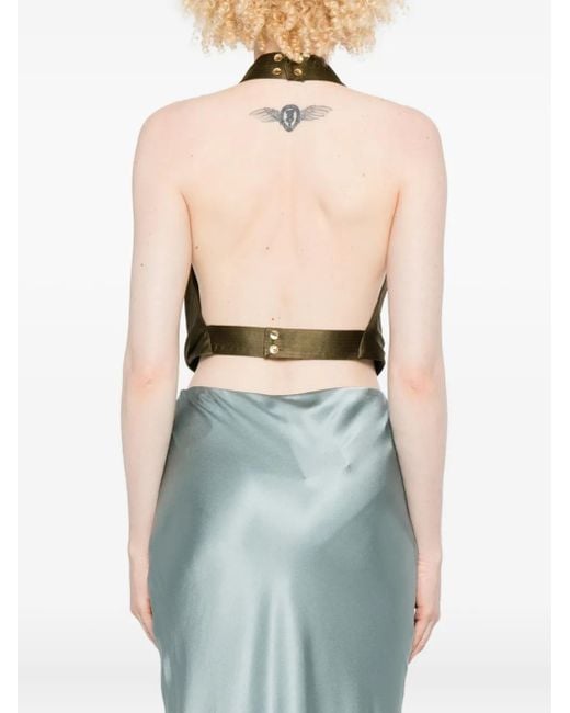 Cult Gaia Green Adienne Draped Halterneck Top