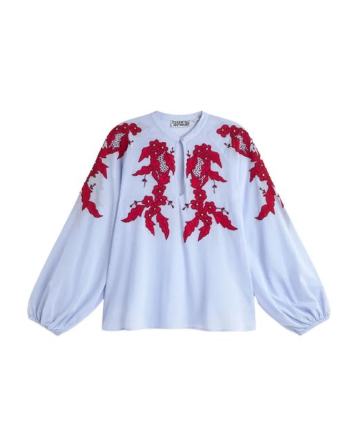 Essentiel Antwerp Blue Keyhole-Detail Blouse