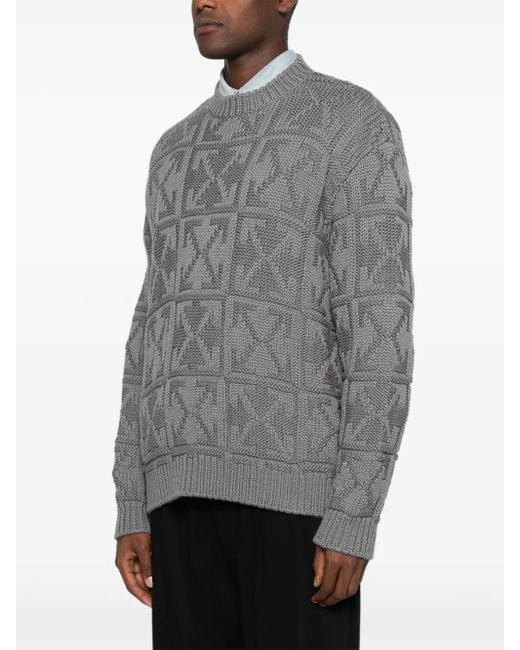 Off-White c/o Virgil Abloh Gray Patterned Sweater for men